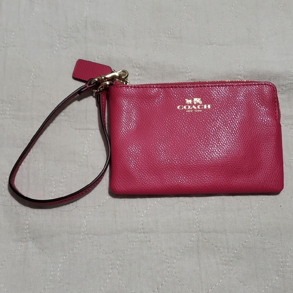 Coach Pink Leather Wristlet Clutch